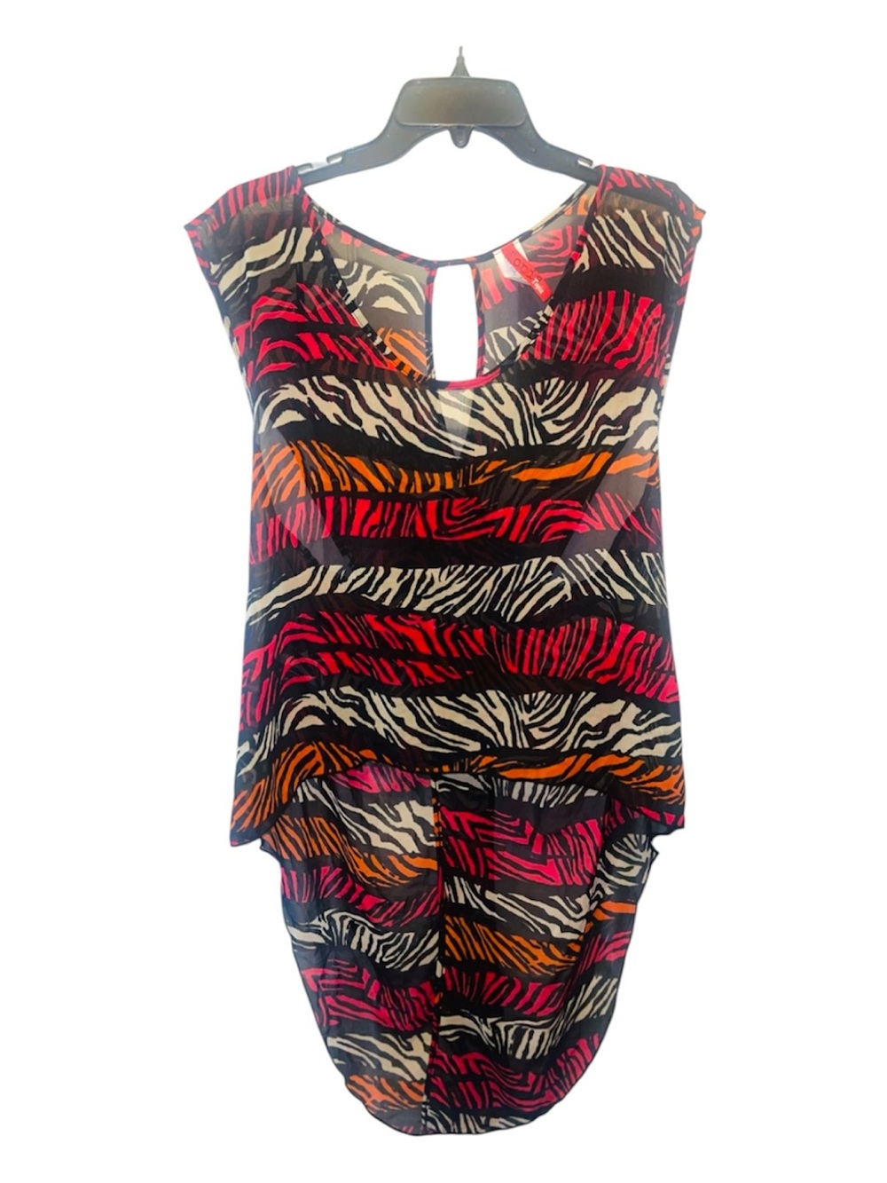 Topia Multicolor Zebra-Stripe High-Low Sleeveless Blouse